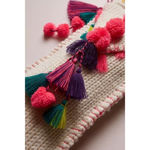 Anthropologie Pom Tassel Stocking Boho NEW - Picture 2 of 3